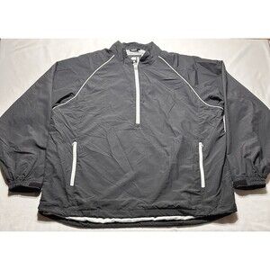 FJ FootJoy 1/2 Zip Windbreaker Golf Pullover Jacket Black Mens XXL 2XL *READ